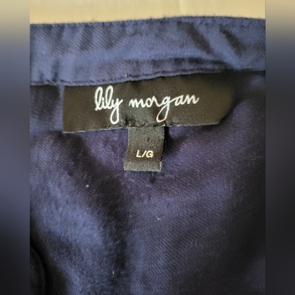 Lily Morgan Navy Dress with Tie Waist, Size Large - Picture 4 of 5